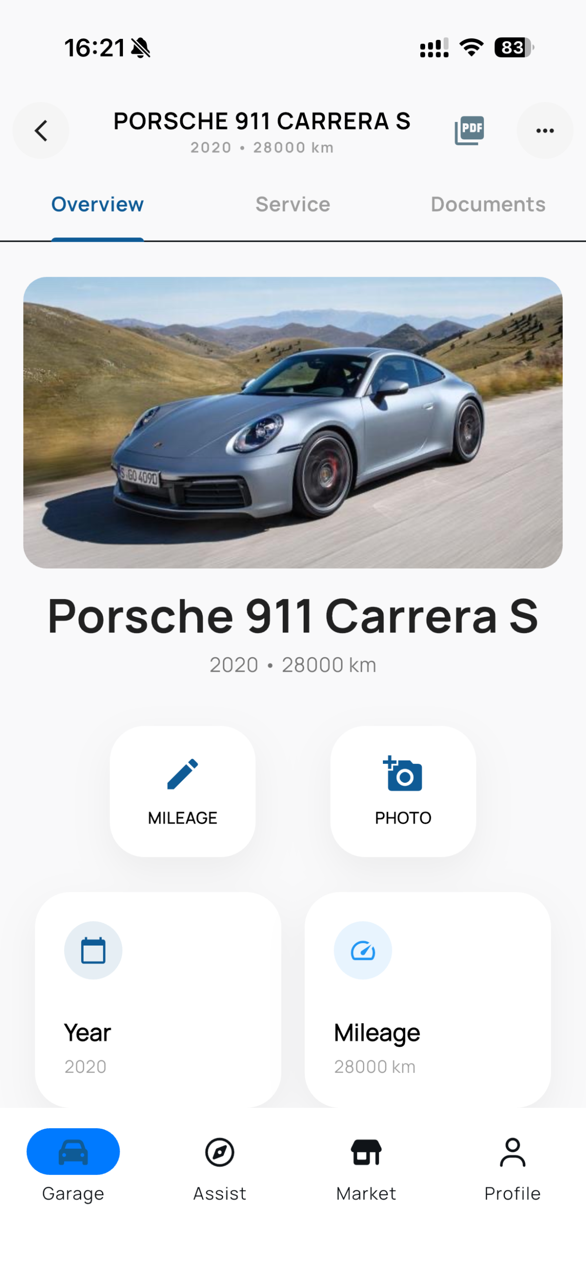 Koly - Vehicle management app - single car overview