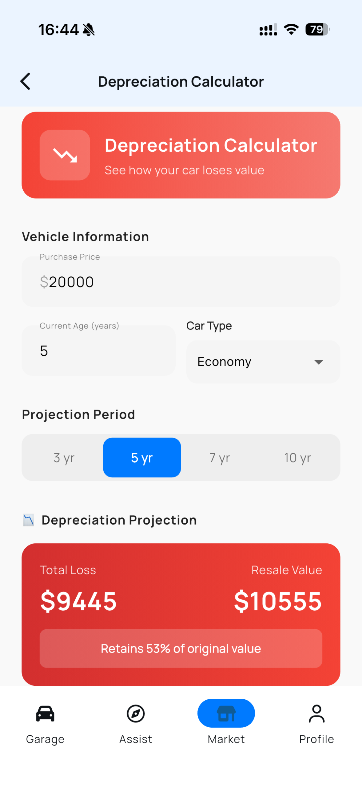 Koly - Vehicle management app - car price depreciation calculator