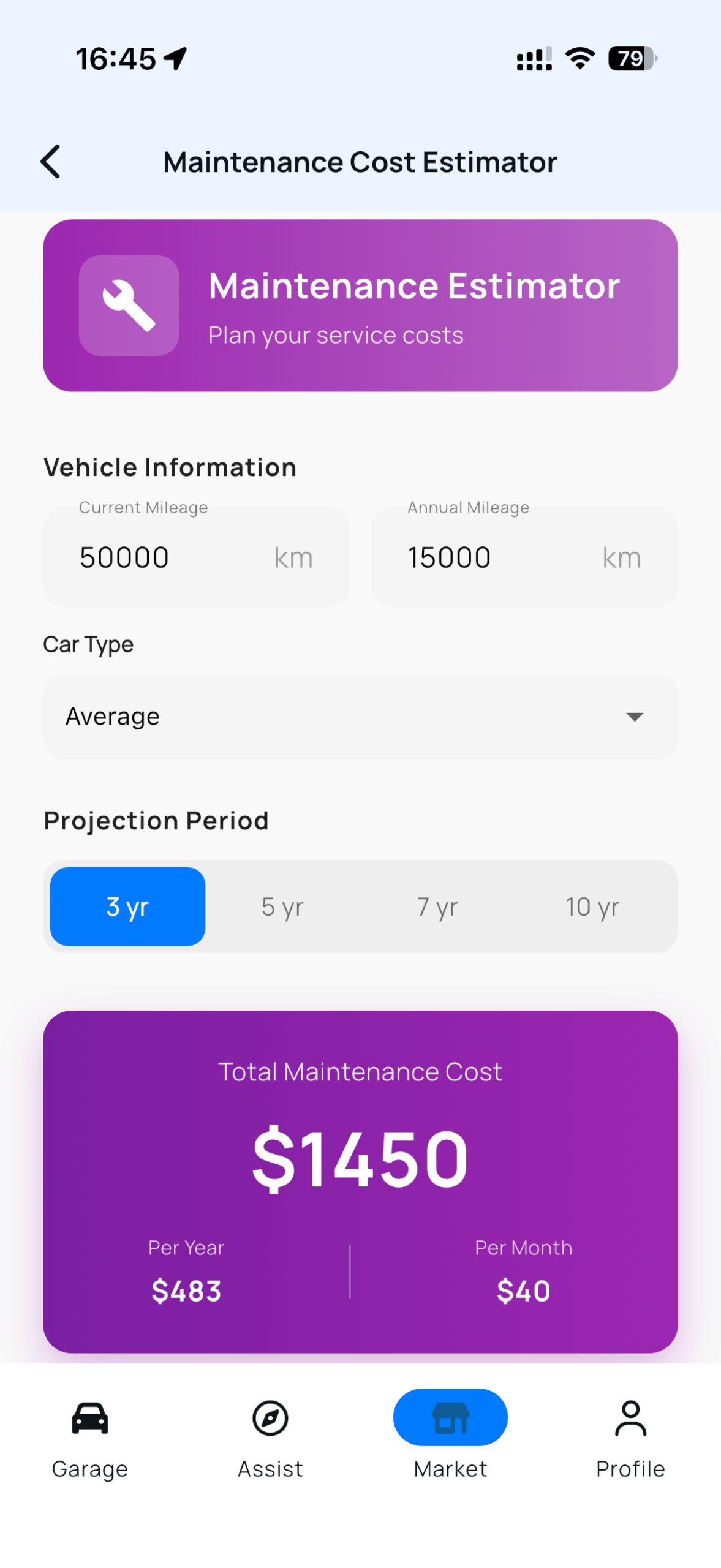 Koly - Vehicle management app - Maintenance cost estimator