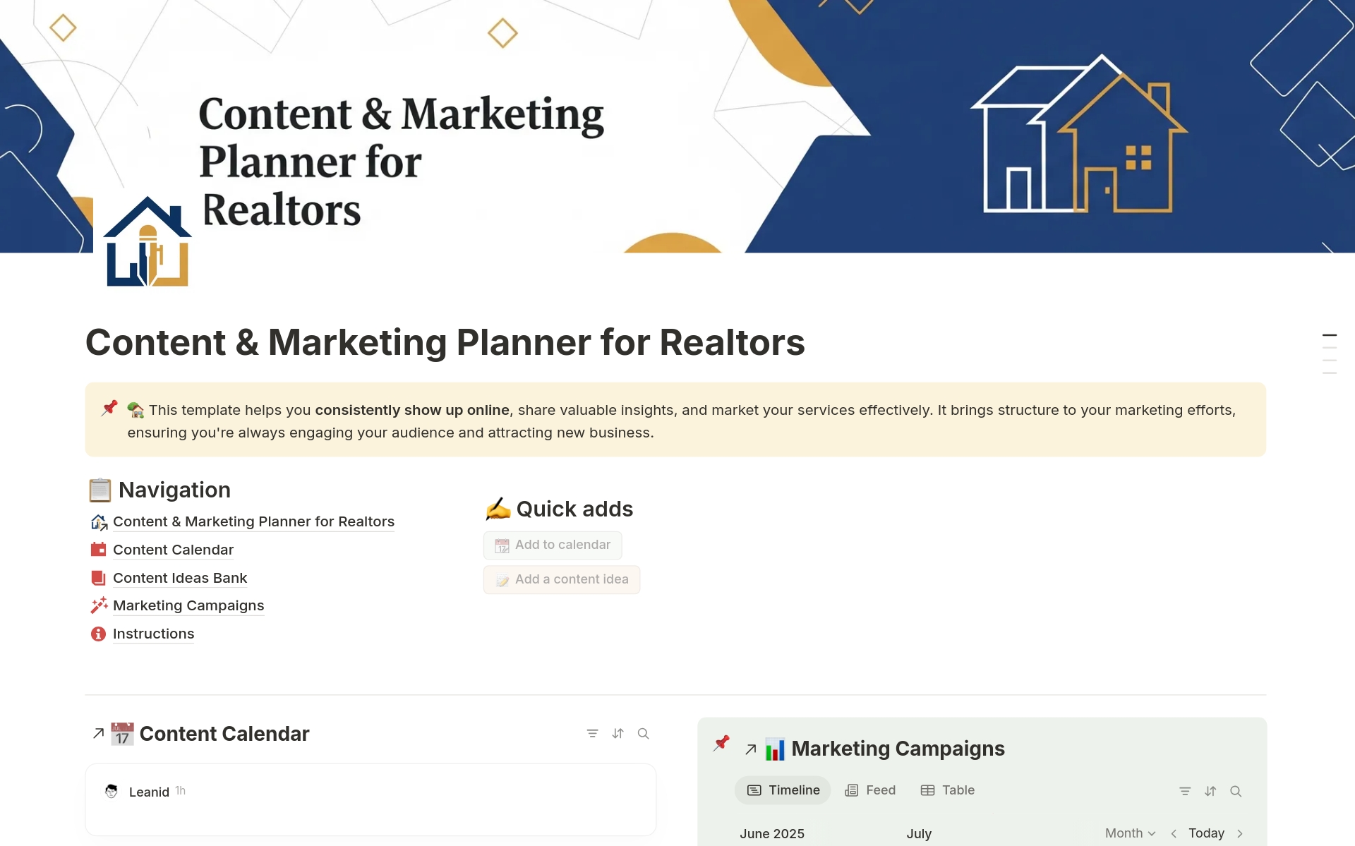 Content & Marketing Planner for Realtors