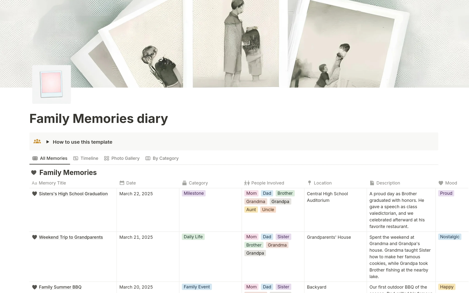 Family Memories Diary