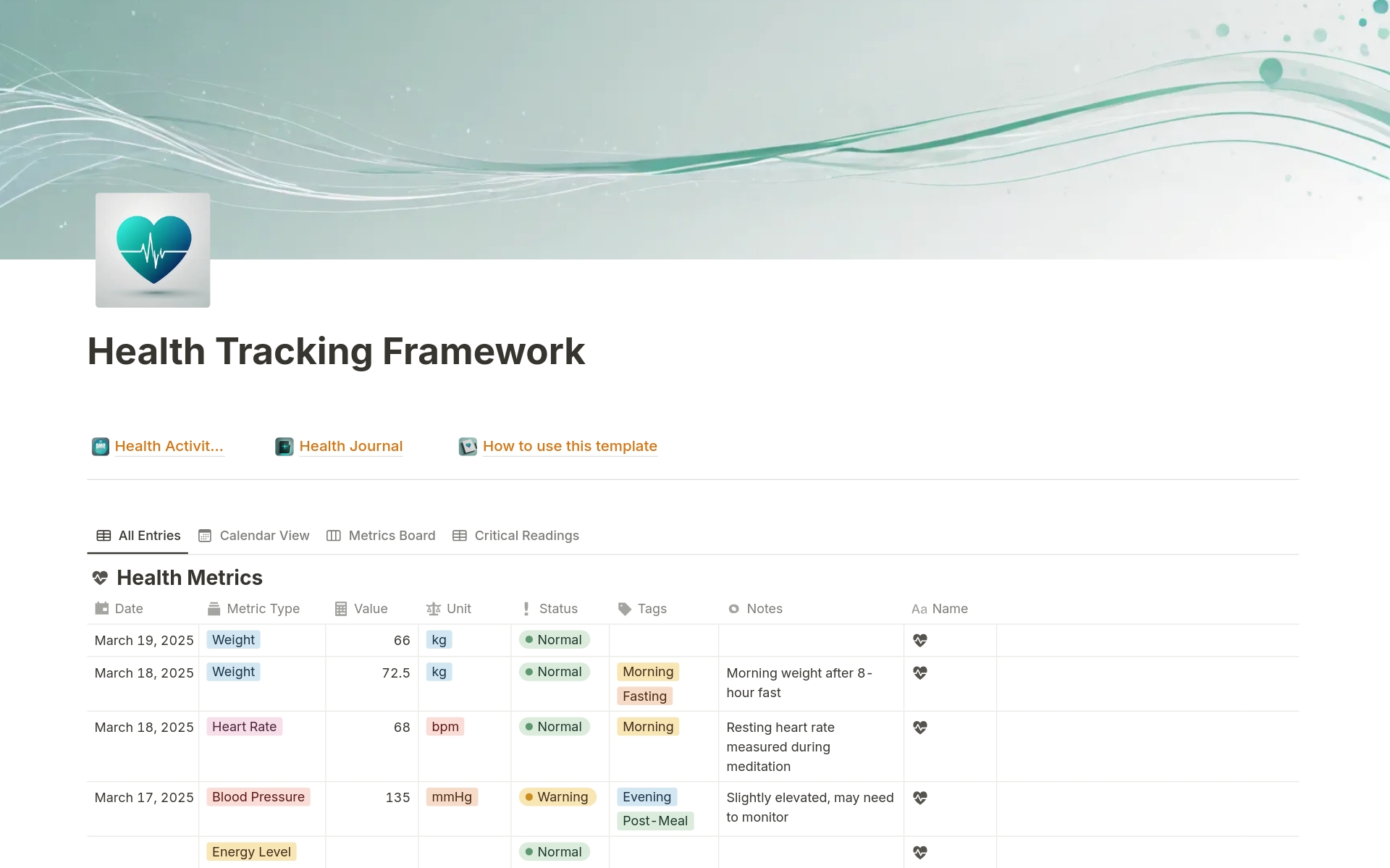 Health Tracking Framework