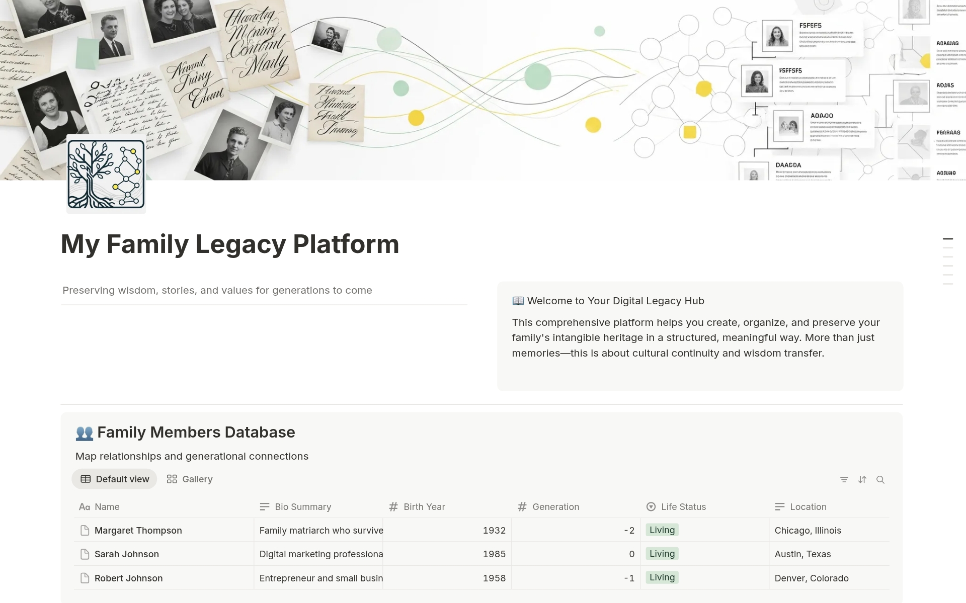 My Family Legacy Platform
