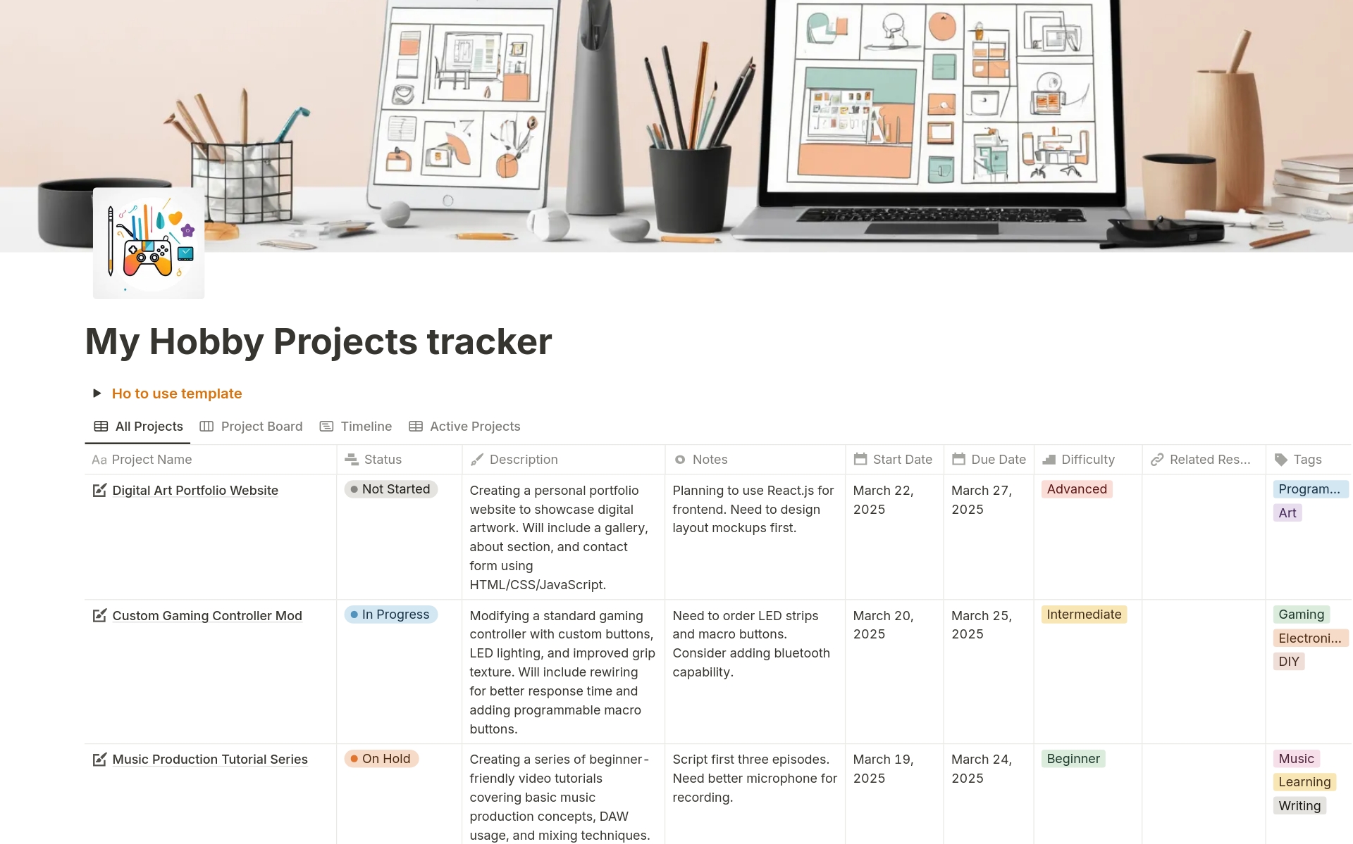 My Hobby Projects Tracker