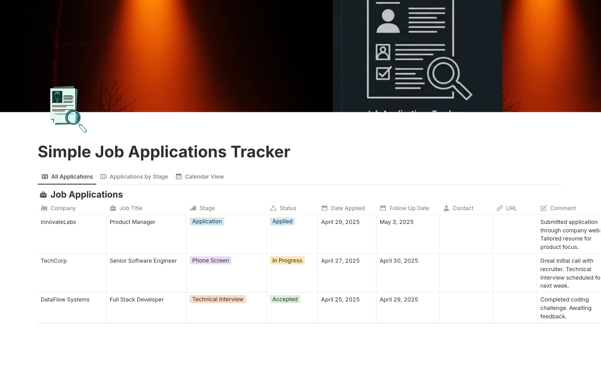 Simple Job Applications Tracker